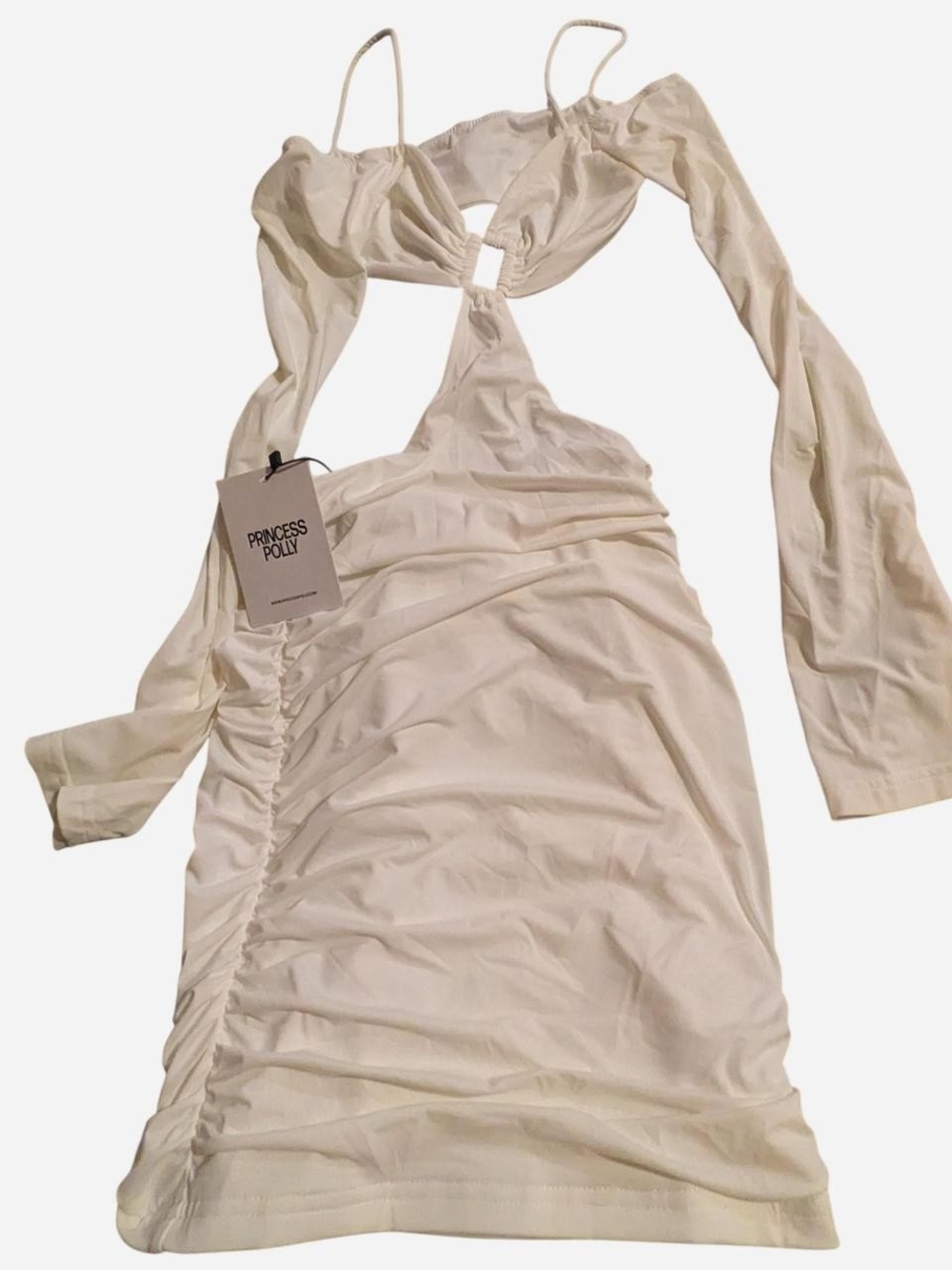 NWT Princess Polly White Off-Shoulder Cutout Mini Dress - Picture 2 of 7